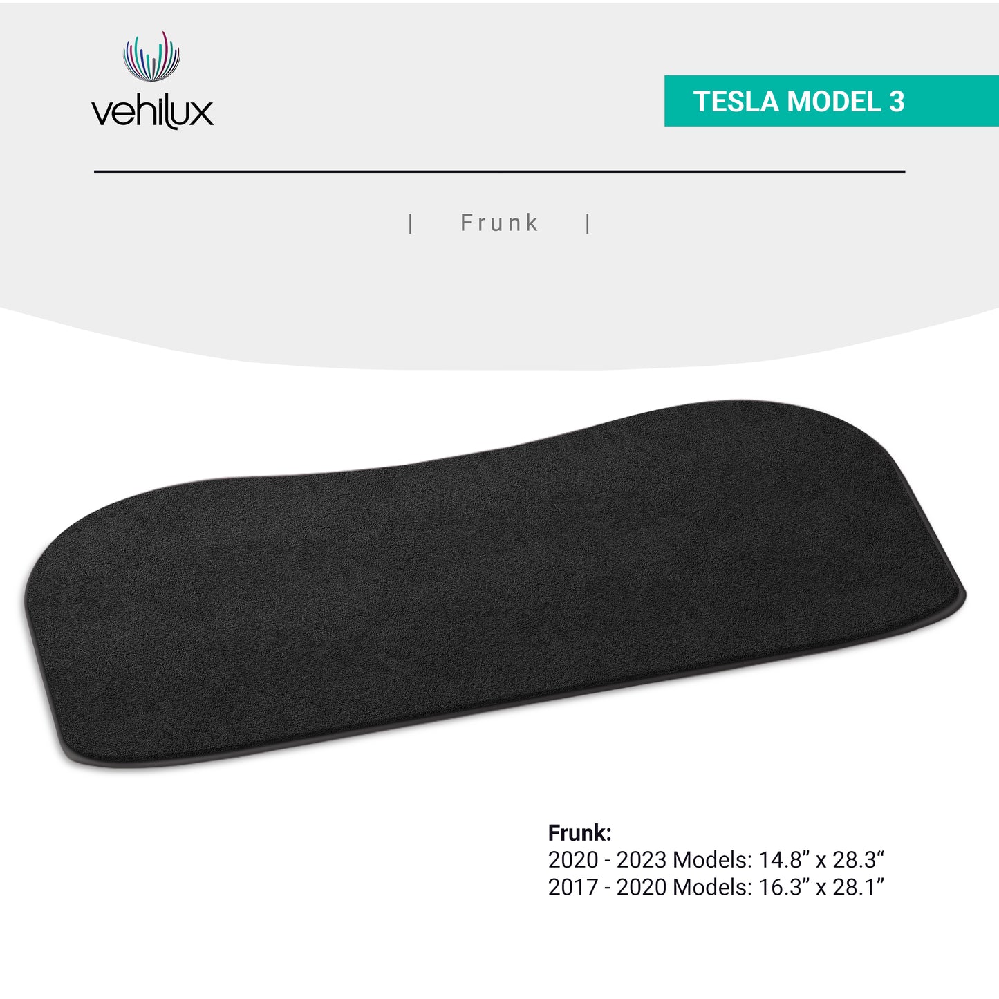 Vehilux Carpeted Mat(s) for Tesla Model 3 Frunk, 2017-2020