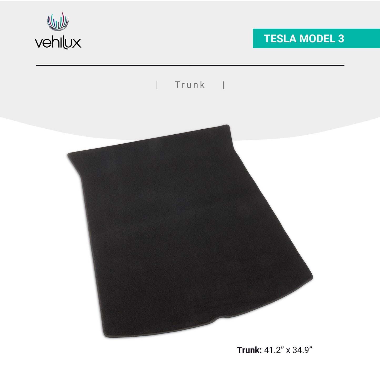 Vehilux Carpeted Mat(s) for Tesla Model 3 Trunk, 2017-2023