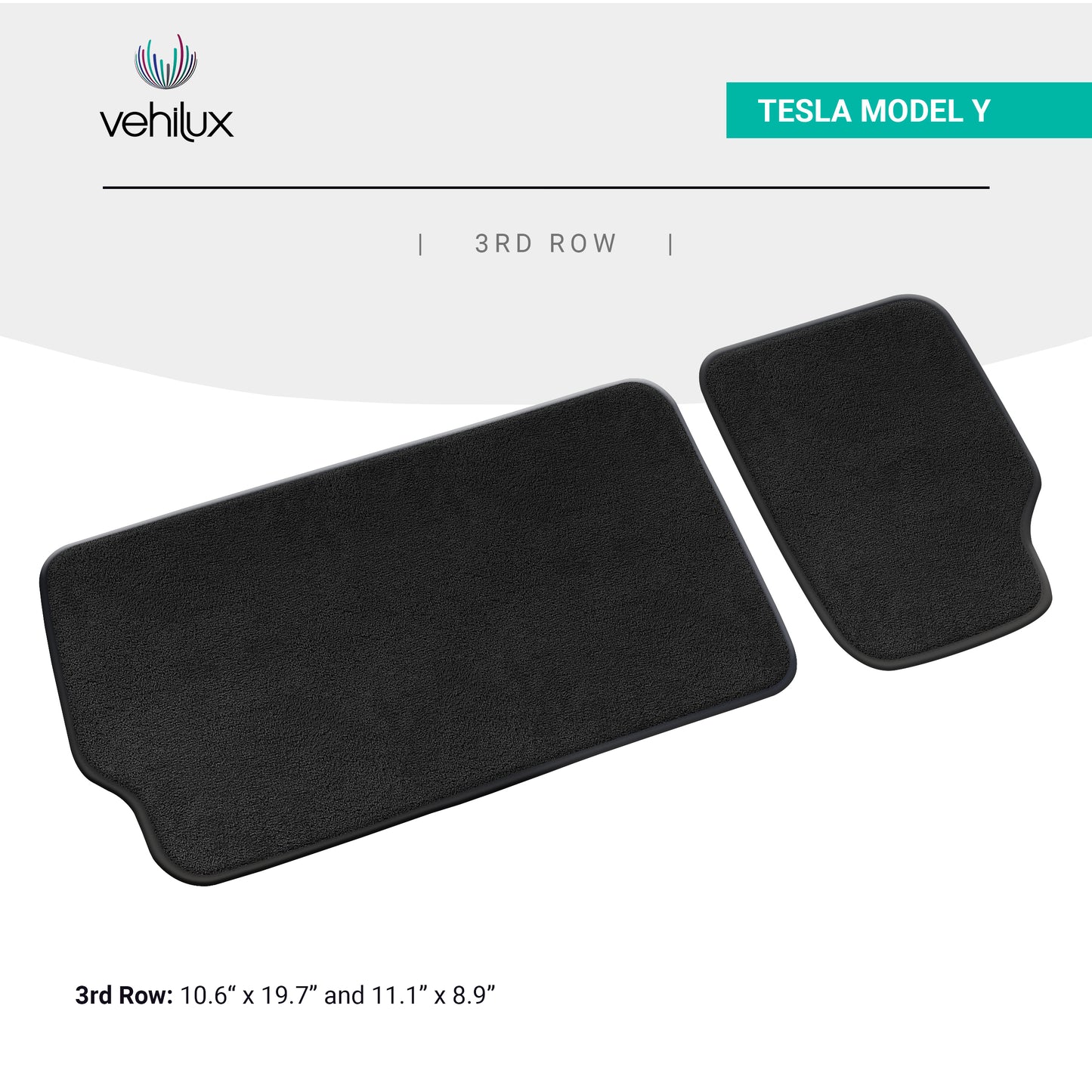 Vehilux Carpeted Mat(s) for Tesla Model Y 3rd Row Mats, 2020-2023, (7-seat configuration only)