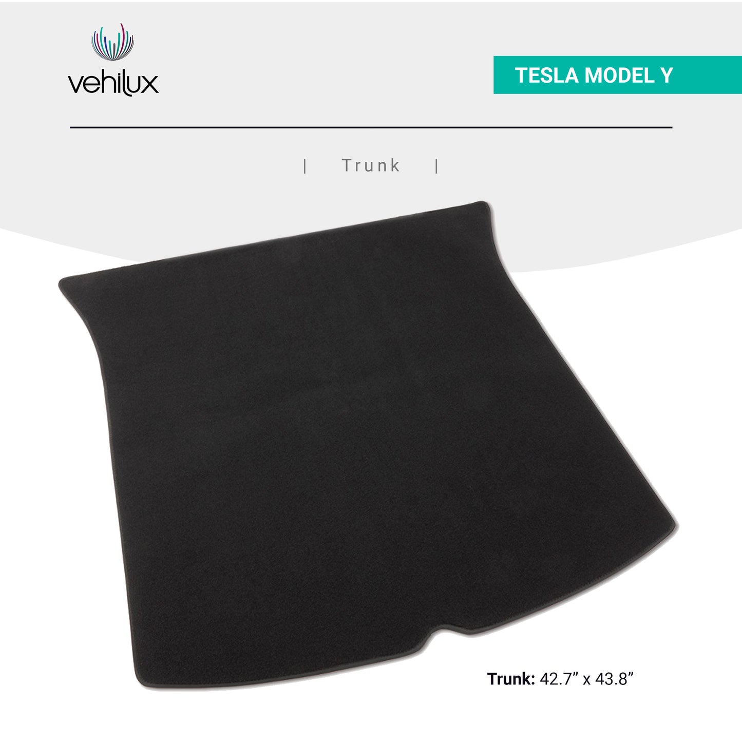 Vehilux Carpeted Mat(s) for Tesla Model Y Trunk, 2020-2023, (5-seat configuration only)